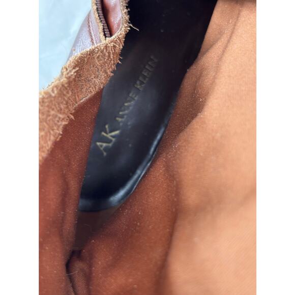 Anne Klein Mid Calf Leather Boots High Heel Brown Modern Classic Size 8M Luxury - Picture 15 of 15